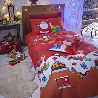 Santas Christmas Presents Reversible Duvet Cover Set with Pillowcases
