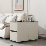 Table d'appoint de canapé en bois massif blanc crème