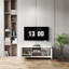 Modern TV Stand with Wave-Design Doors, Open Shelf & Adjustable Shelf - Stylish and Functional
