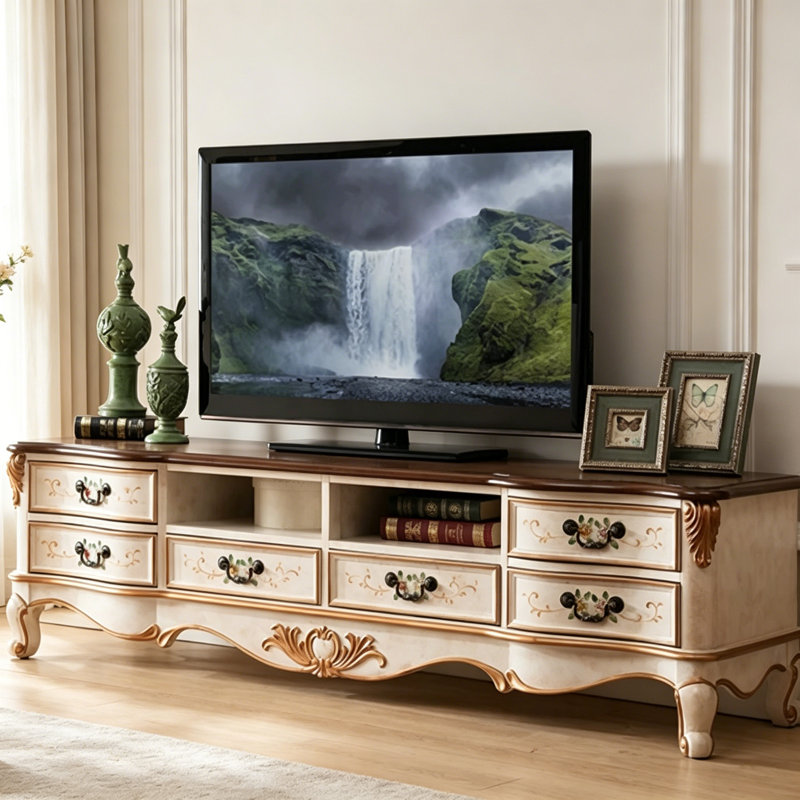 Meuble télé Casual Luxury, 19.6" H x 78.7" W x 17.7" D, Brown/White