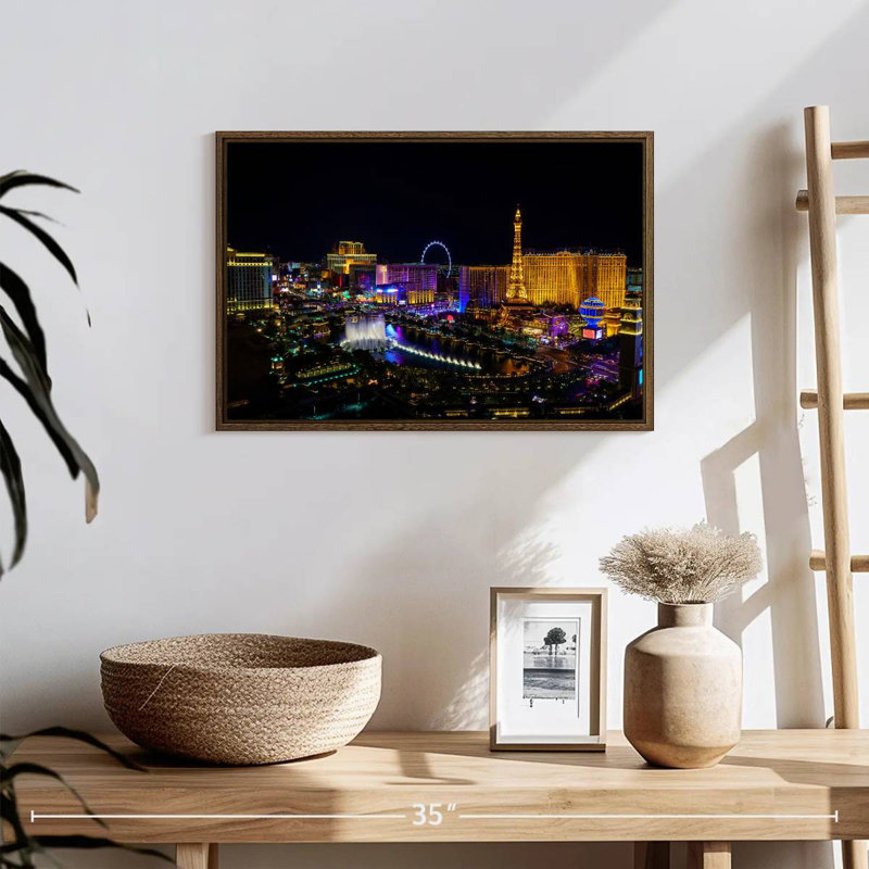Las Vegas, 19 po x 13 po, Cadre flottant en noyer