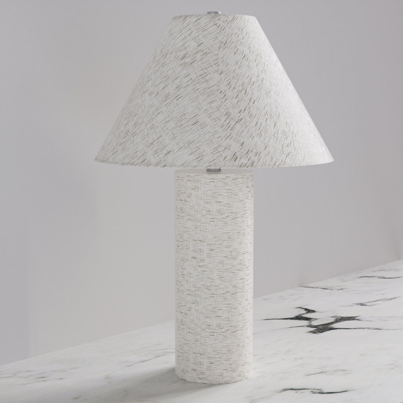 Ensemble de lampes de table modernes en résine blanche de 22,75 pouces avec abat-jour Empire en lin blanc et ports USB TYPE-C