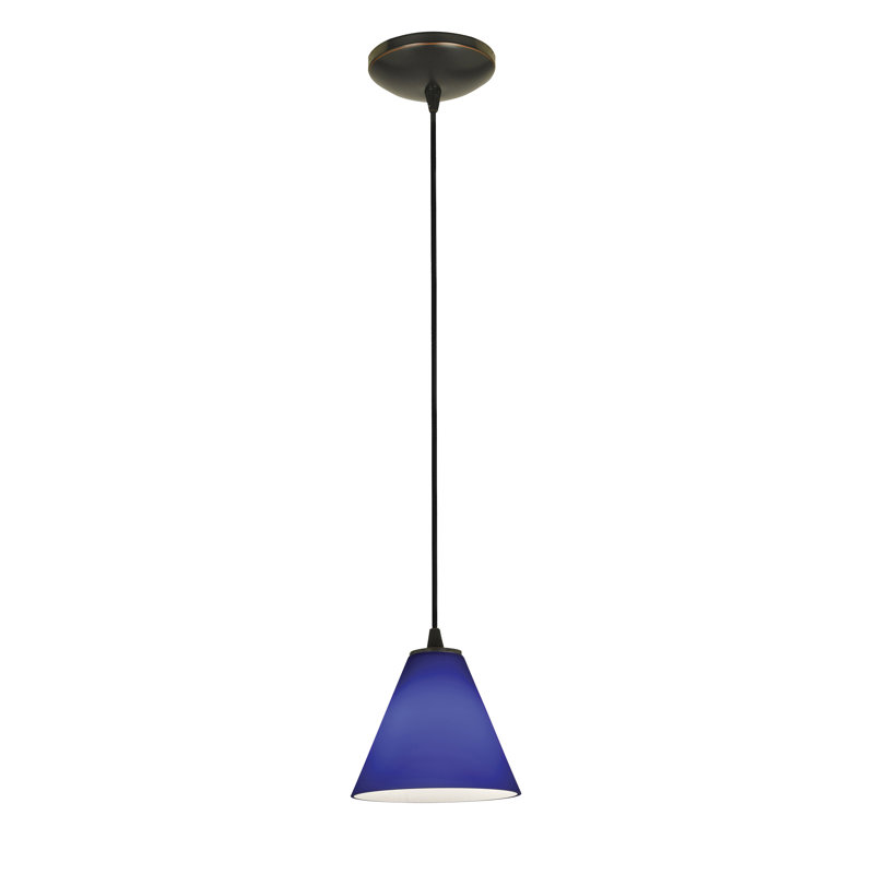 Cathey 1 - Light Single Pendant, Cord, Cobalt, Oil Rubbed Bronze