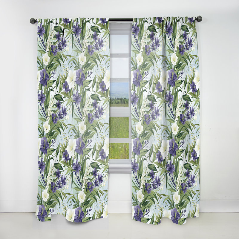 Rideau obscurcissant floral vert mauve et vert Serenade - 1 panneau, L 52 po x L 90 po