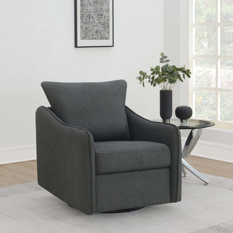 Upholstered Swivel Chair, Charcoal