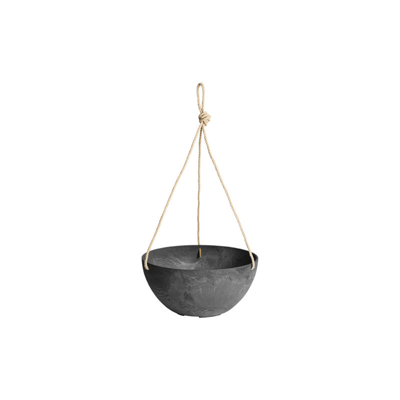 Pot à fleurs suspendu en résine Pollyanna, H 4,75 po x l 10 po x P 10 po, Noir
