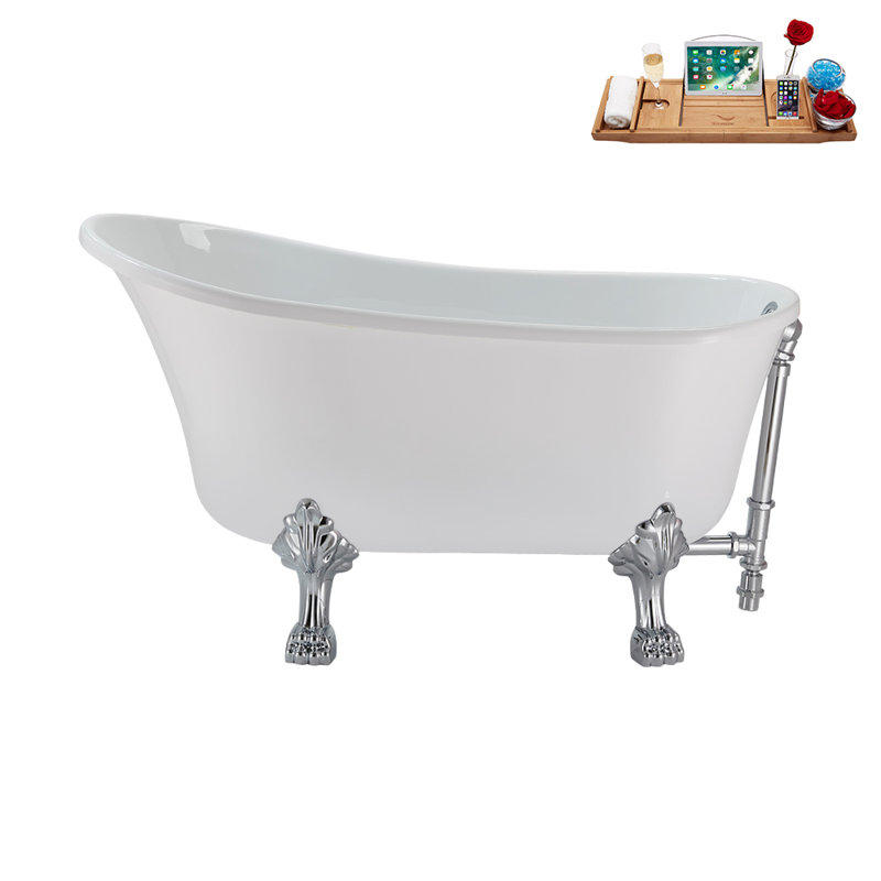 51.2'' x 25.6'' Soaking Acrylic Bathtub, Polished Chrome, Polished Chrome