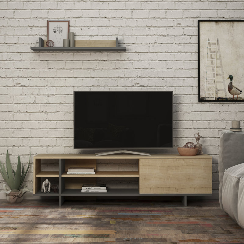 TV Stand for TVs up to 78", Oak/Anthracite