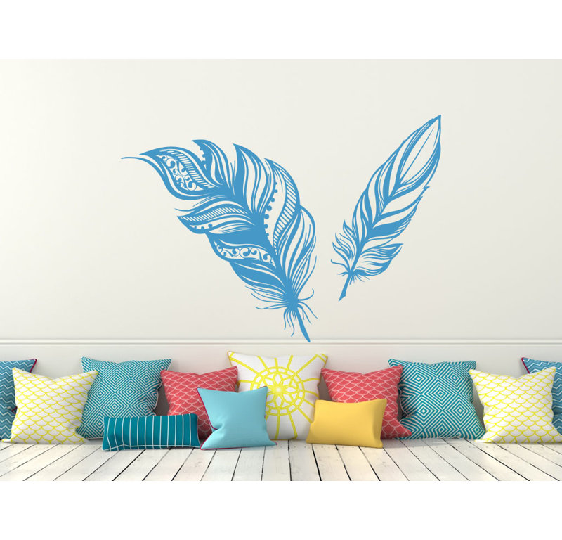 Adhésif décoratif plumes, H 22 po x l 31 po, Bleu