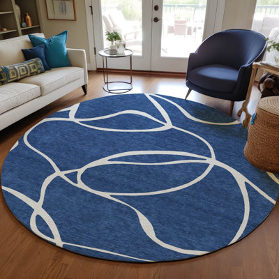 Tapis intérieur / extérieur bleu marine lavable Mirelle 