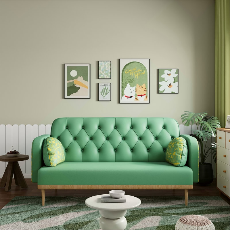 Canapé vert avec motif tulipe, Vert