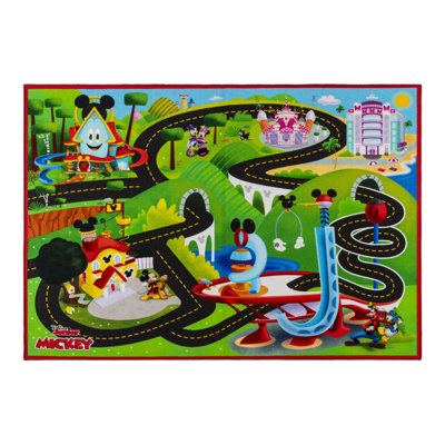 Licensed Disney Mickey Mouse Road Play Digital Printed Youth Area Rug, 4X6
