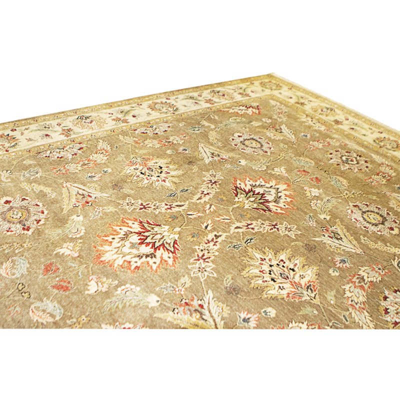 Tapis gris et ivoire noué à la main de haute qualité