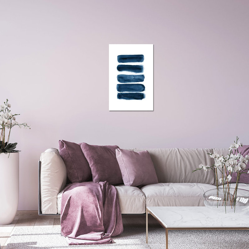 Aquarelle, coups de pinceau, bleu marine, impression sans cadre, H 24 po x l 16 po x P 0,25 po