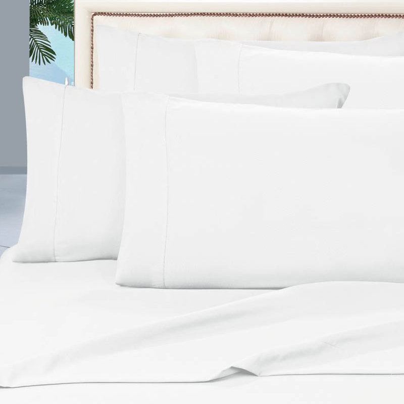 Ensemble de draps en polyester 1500 fils, Ensemble de draps pour grand lit, Blanc