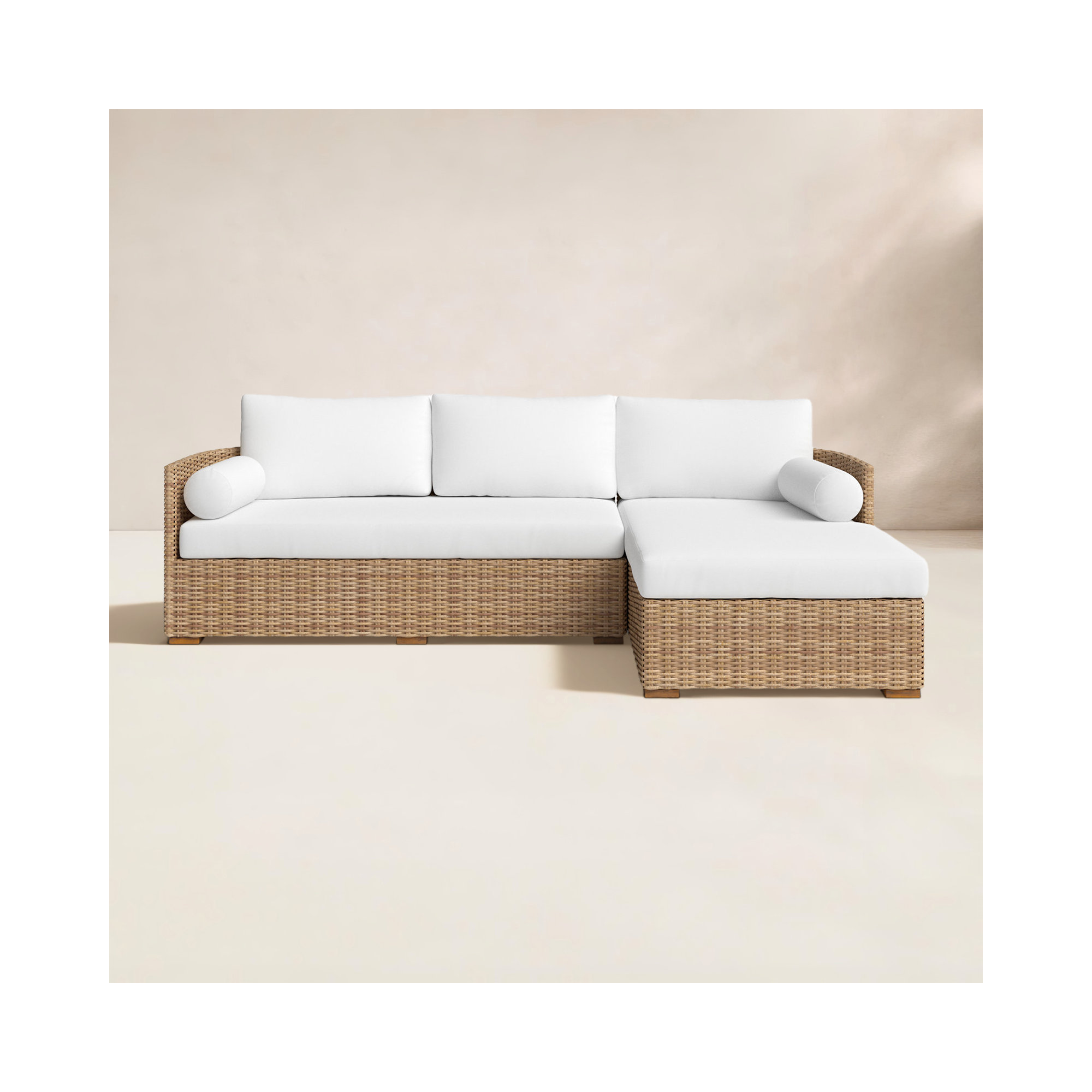  Maddie 100" Wicker Chaise Sectional, Natural