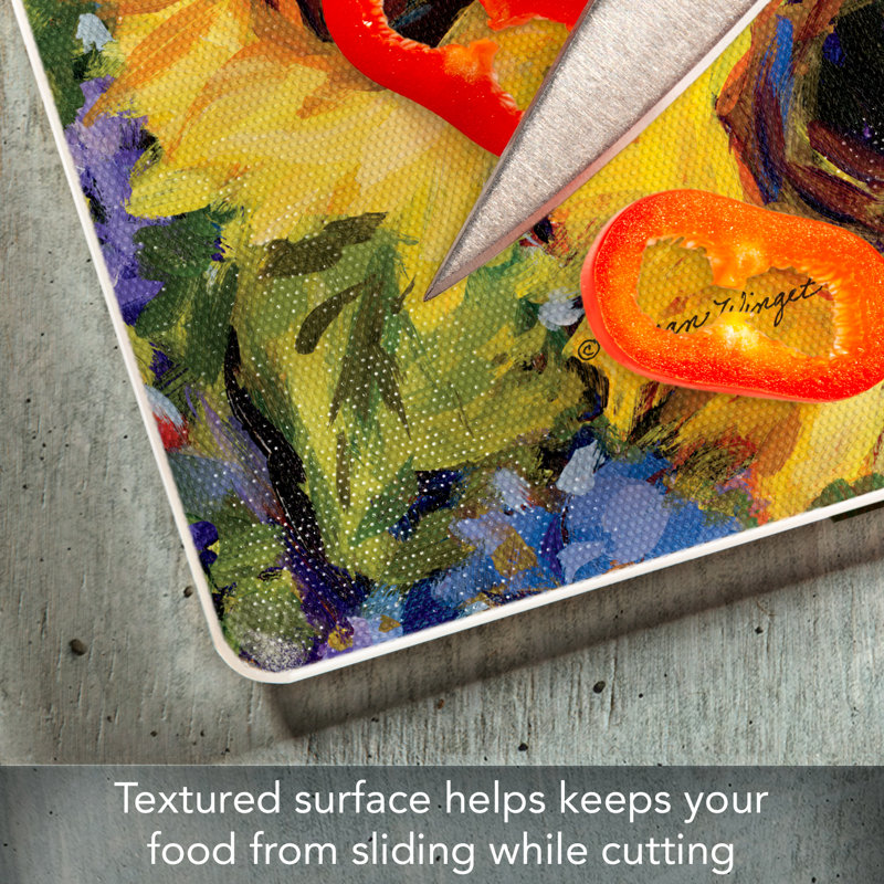 Sunflower Art Tempered Glass Rectangular Cutting Board