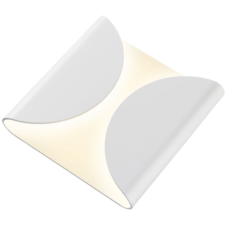 Folds LED Outdoor Sconce, White, 8" H x 8" W x 2.25" D