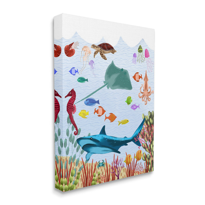 «Underwater Marine Life», art mural sur toile par Regina Moore, H 48 po x l 36 po
