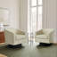 Petit fauteuil pivotant tonneau capitonné beige avec garniture cloutée Bennett-482296140