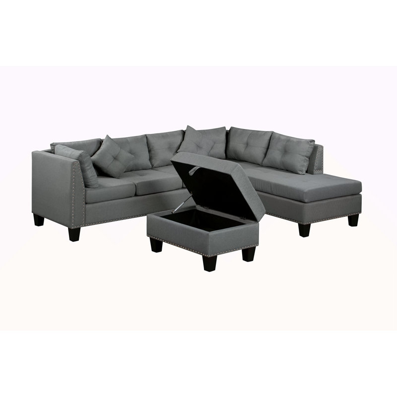 104.5" Upholstered Sofa,Chaise & Ottoman