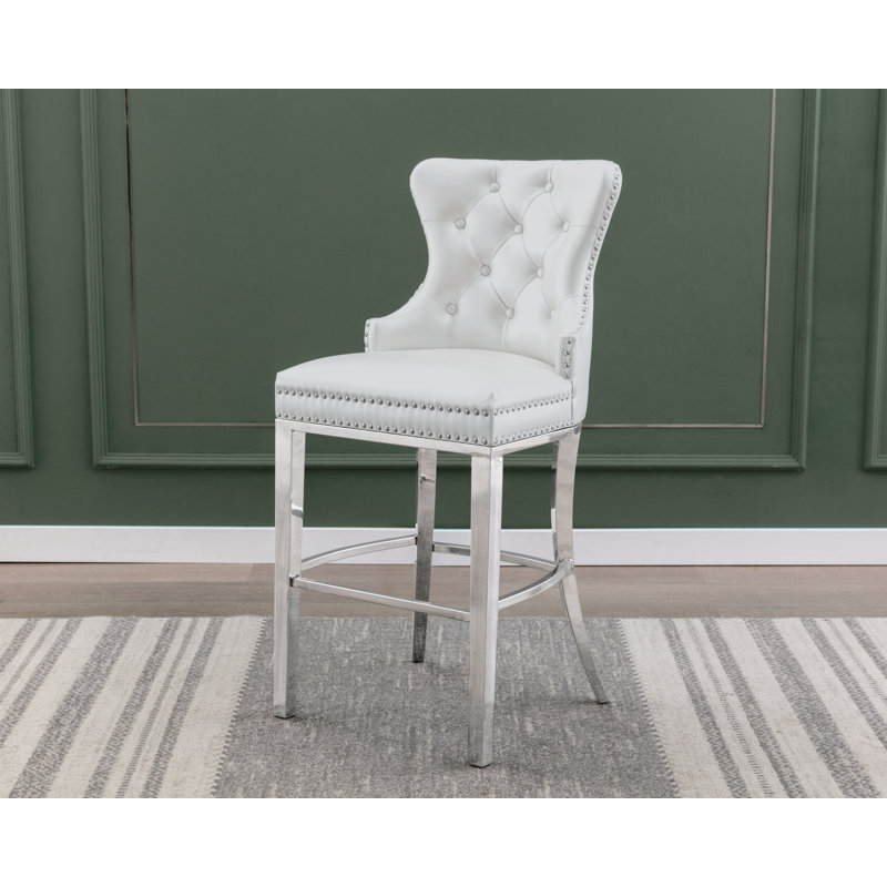 Tabouret de bar 29 po Mcneill, Argent, Blanc perle