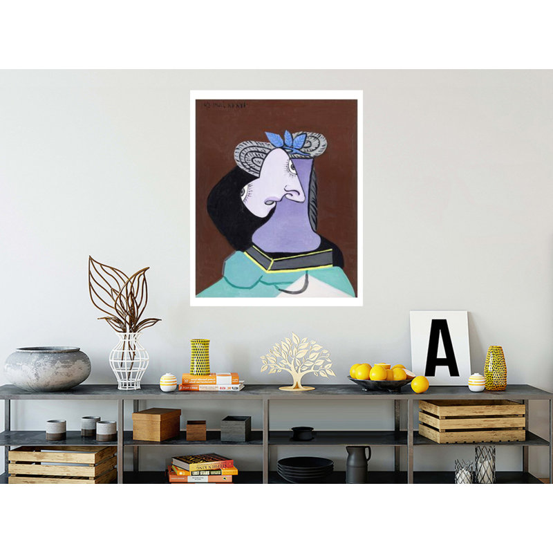 Le chapeau de paille au feuillage bleu par Pablo Picasso, H 40 po x l 32 po