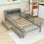 Lit plateforme simple en bois avec 2 tiroirs et tête de lit-1042345481