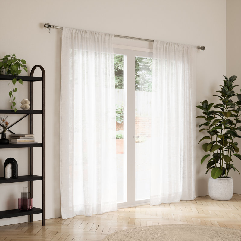 Blossom Nickel Adjustable Single Curtain Rod with Floral Finial