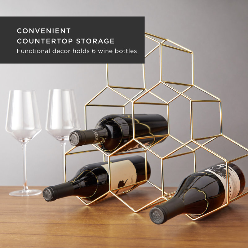 Support à vin de comptoir Viski Geo autoportant, 6 porte-bouteilles pour le rangement du vin