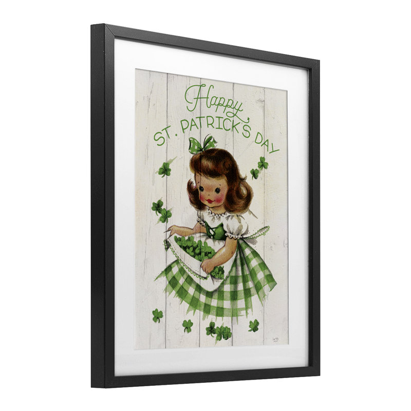 Reproduction sous verre rétro encadrée de la Saint-Patrick par Lux + Me Designs, H 16 po x l 13 po, Noir