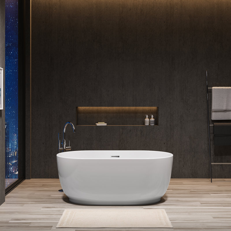 59" X 31.5" Freestanding Soaking Acrylic Bathtub