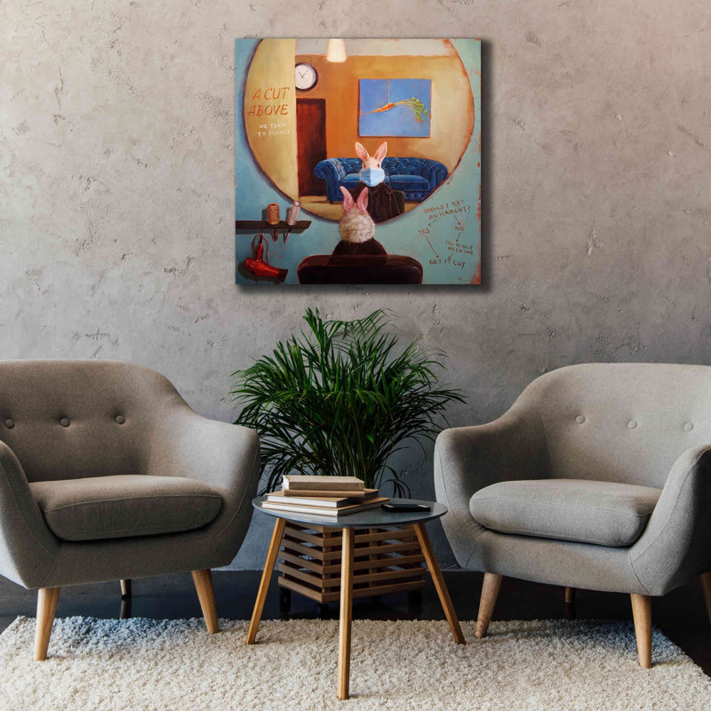 «Pandémie de coupe de cheveux» par Lucia Heffernan, art mural sur toile, H 37 po x l 37 po x P 1,5 po