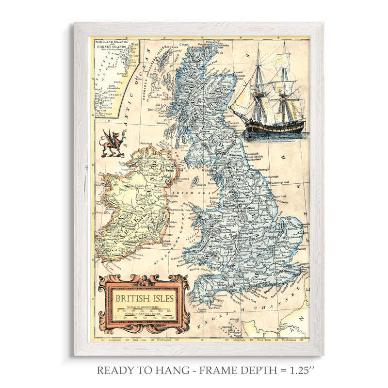 « britishs map map » par paul cezanne-cadre photo, impression sur toile, H 22 po x l 16 po x P 1 po, Toile avec cadre, Blanc