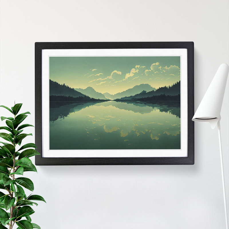 Mountain Lake Reflection Vol.6 - Framed Print, Black Framed, 46cm H x 64cm W x 2cm D