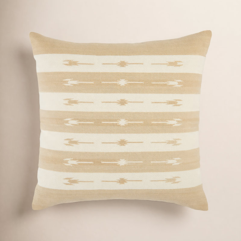 Estela 100% Cotton Throw Square Pillow, Taupe, Down