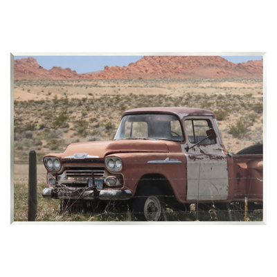 " Vast Desert Mountains Vintage Truck " by Lori Deiter