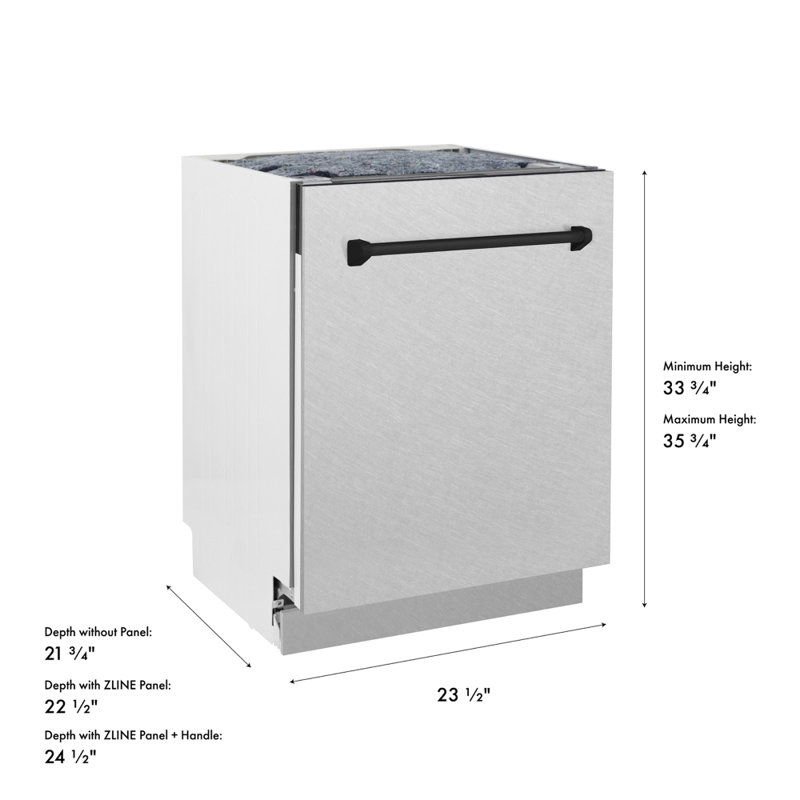 ZLINE Autograph Edition 24 in. Tallac Series 3rd Rack Top Control Built-In Tall Tub Dishwasher with Satin Stainless Steel Panel and Handle, 51dBa