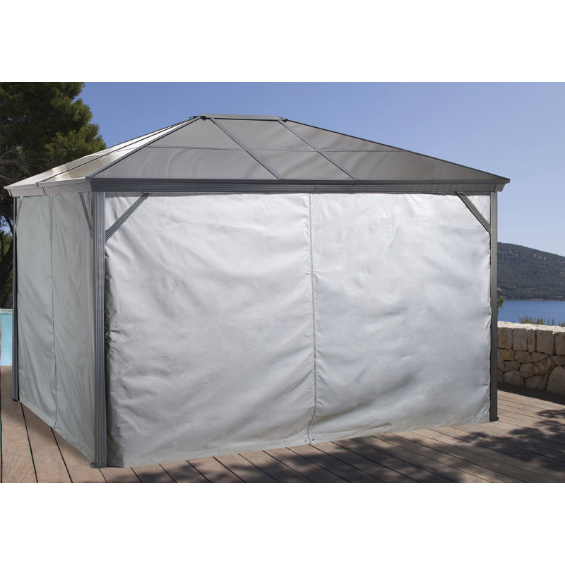 Gray Polyester Privacy Curtains for Gazebo, 10' x 14'