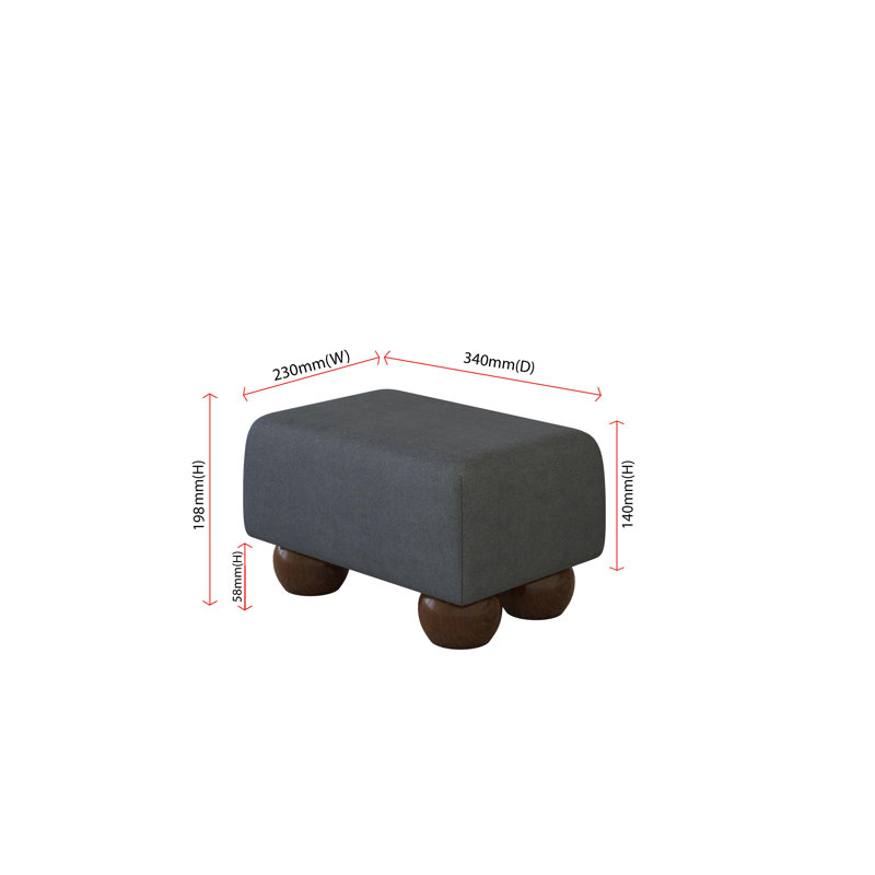 Manufactured Wood Accent Stool, Poz, Mahogany Wood, Steel Grey