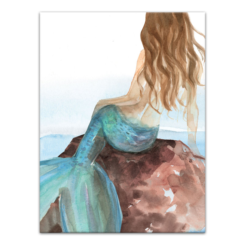 «Mermaid On A Rock On», reproduction sur toile, H 16 po x l 12 po x P 1,25 po