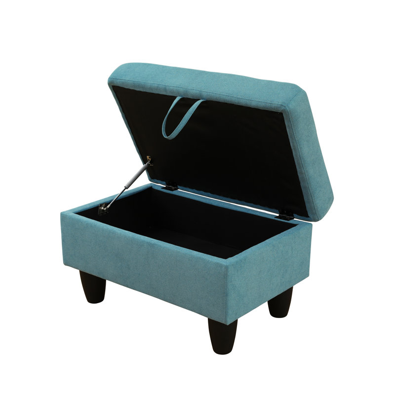 Canapé modulaire rembourré réversible avec repose-pieds, Lin bleu turquoise, Orienté à droite