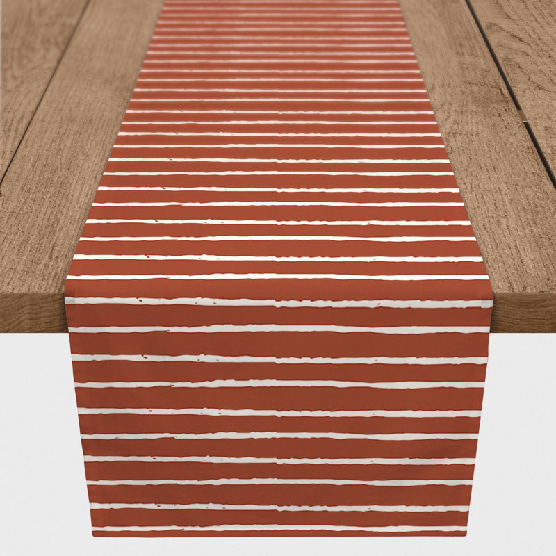 Vancouver Sketch Stripes Table Runner, 90" x 16", Rust