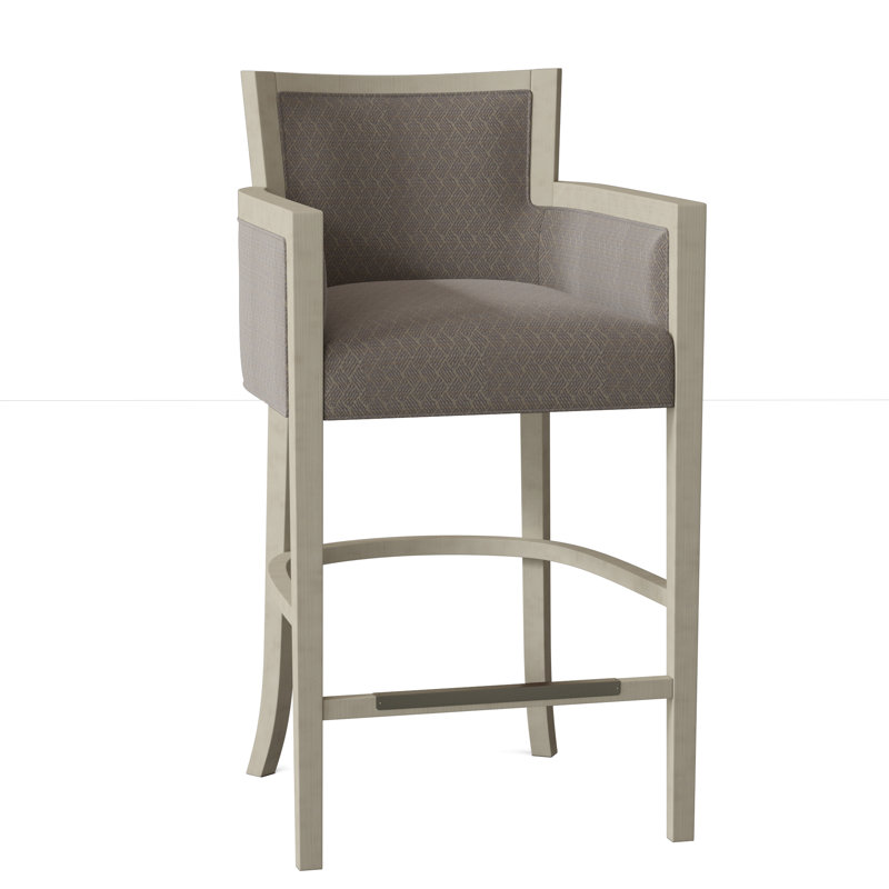 Albany Upholstered Stool with Solid Wood Frame, 9953 Willow 100% Polyester, Almond Buff, Bar Stool (30" Seat Height)