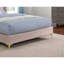 Structure de lit simple rose avec tête de lit à oreilles, capitonnage, tissu velours, pieds en métal doré rose, style contemporain, entièrement rembourré, pieds, matériau
