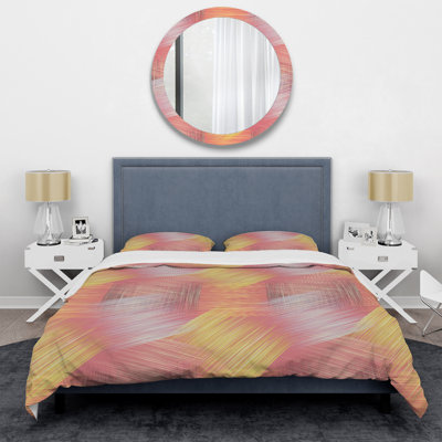 Multicolor Grunge Striped Polyester Abstract Duvet Cover
