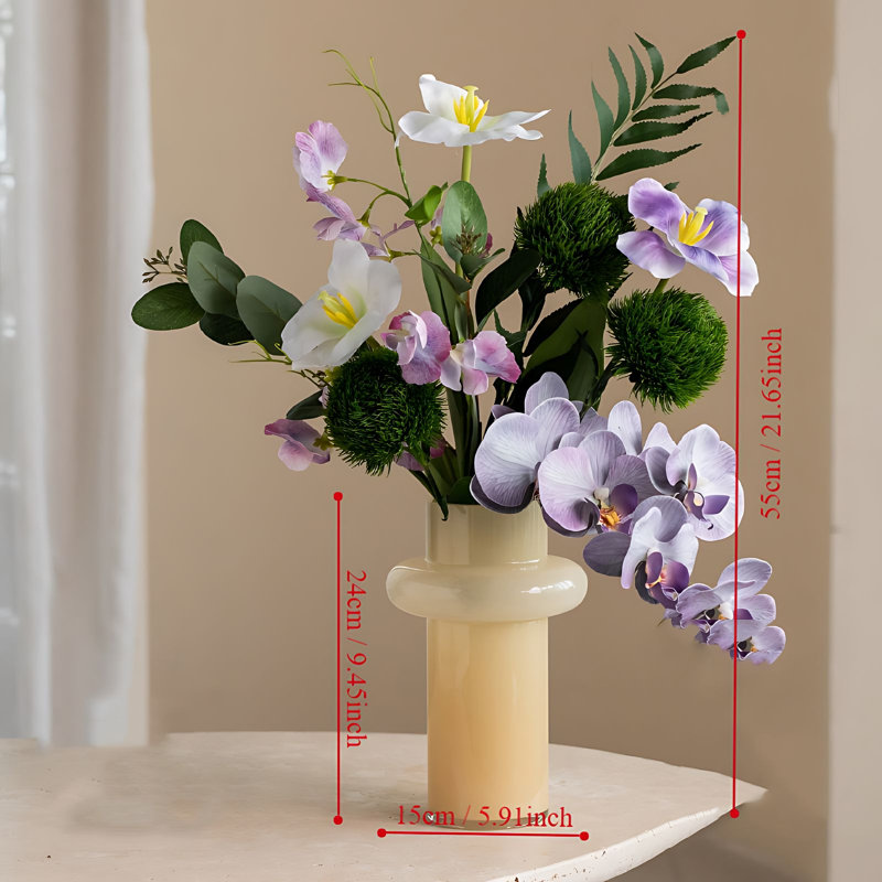 Primrue Fabric Orchid Arrangement in Vase | Wayfair