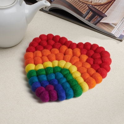 Dessous-de-plat en forme de cœur MODWOOL Rainbow (ensemble de 2)