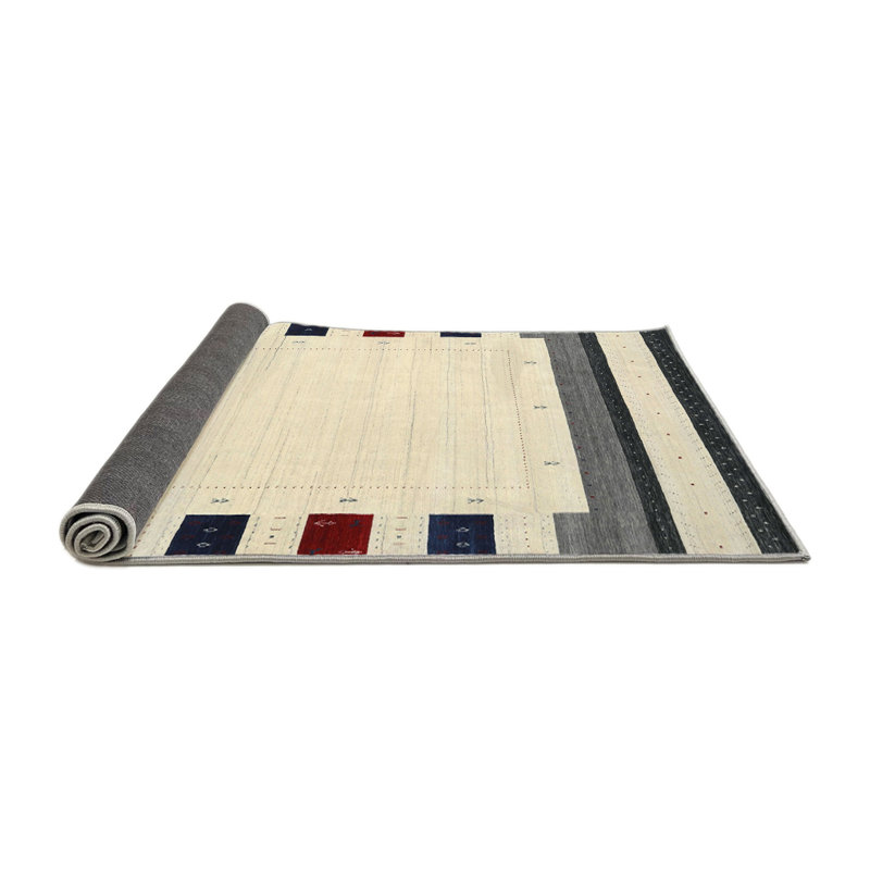 Tapis gris/rouge/beige contemporain Pesmes, Rond 4 pi