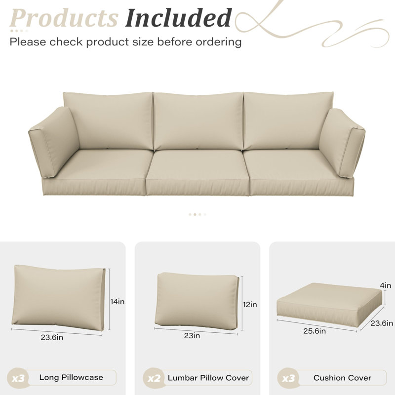 Cartert 8 Pcs Outdoor Cushion Covers Set For Outdoor Cushions and Patio Furniture Cushions Cover, Only Covers , Beige